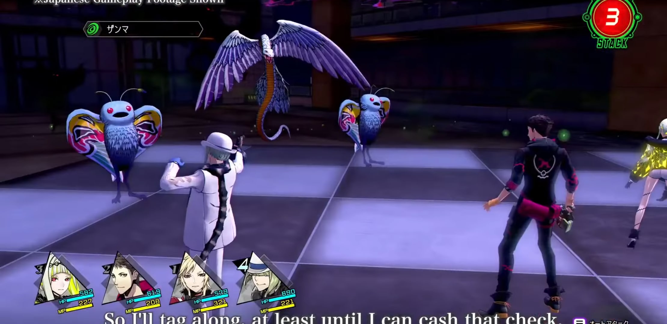fighting enemies to level up in Soul Hackers 2