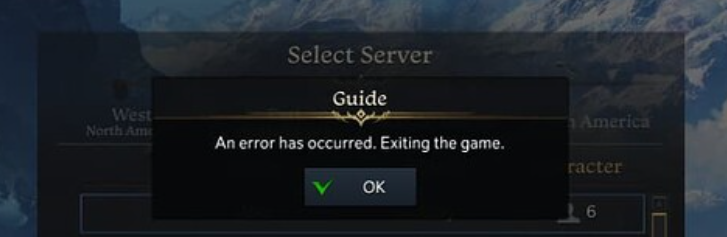 An Error Has Occurred Exiting the Game Lost Ark