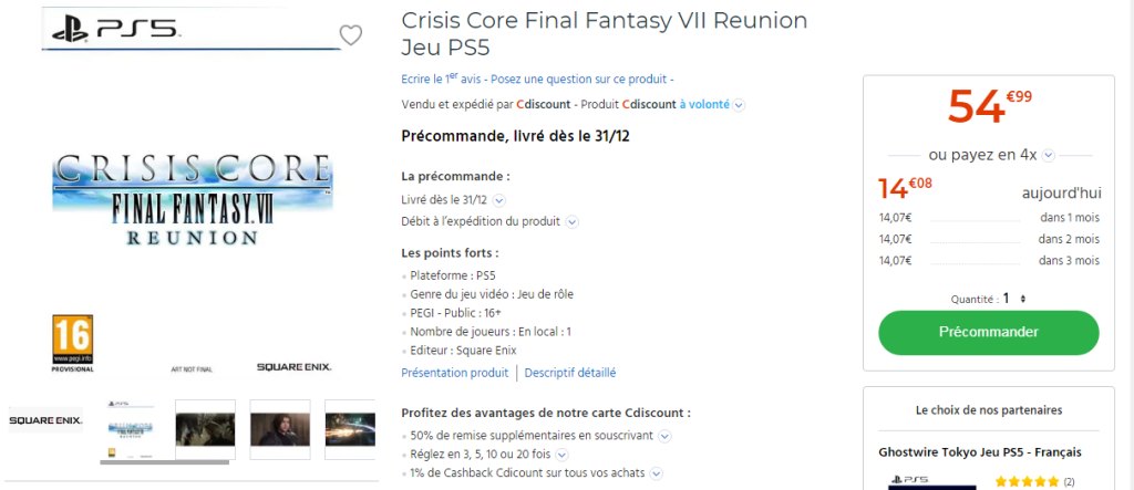 CRISIS CORE -FFVII- REUNION Release Date Allegedly Leaked