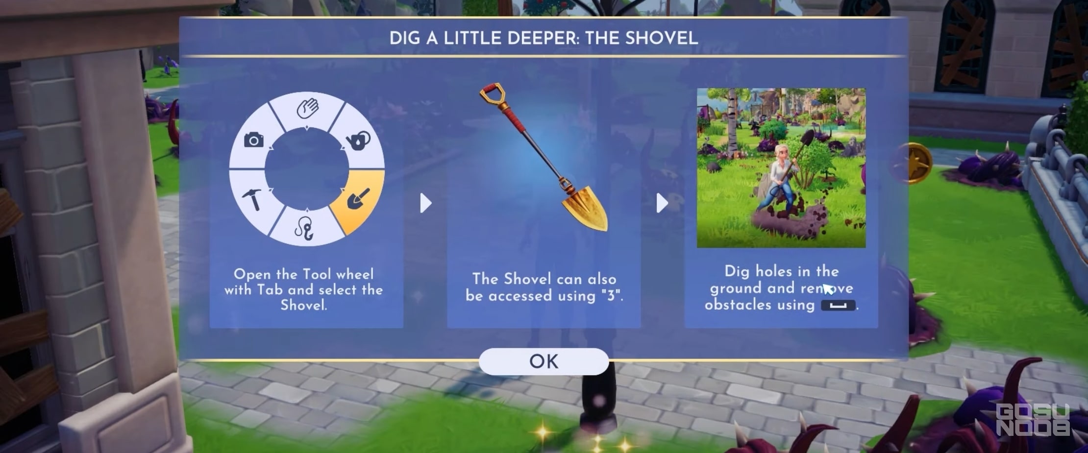 shovel for Hardwood farming in Disney Dreamlight Valley;
