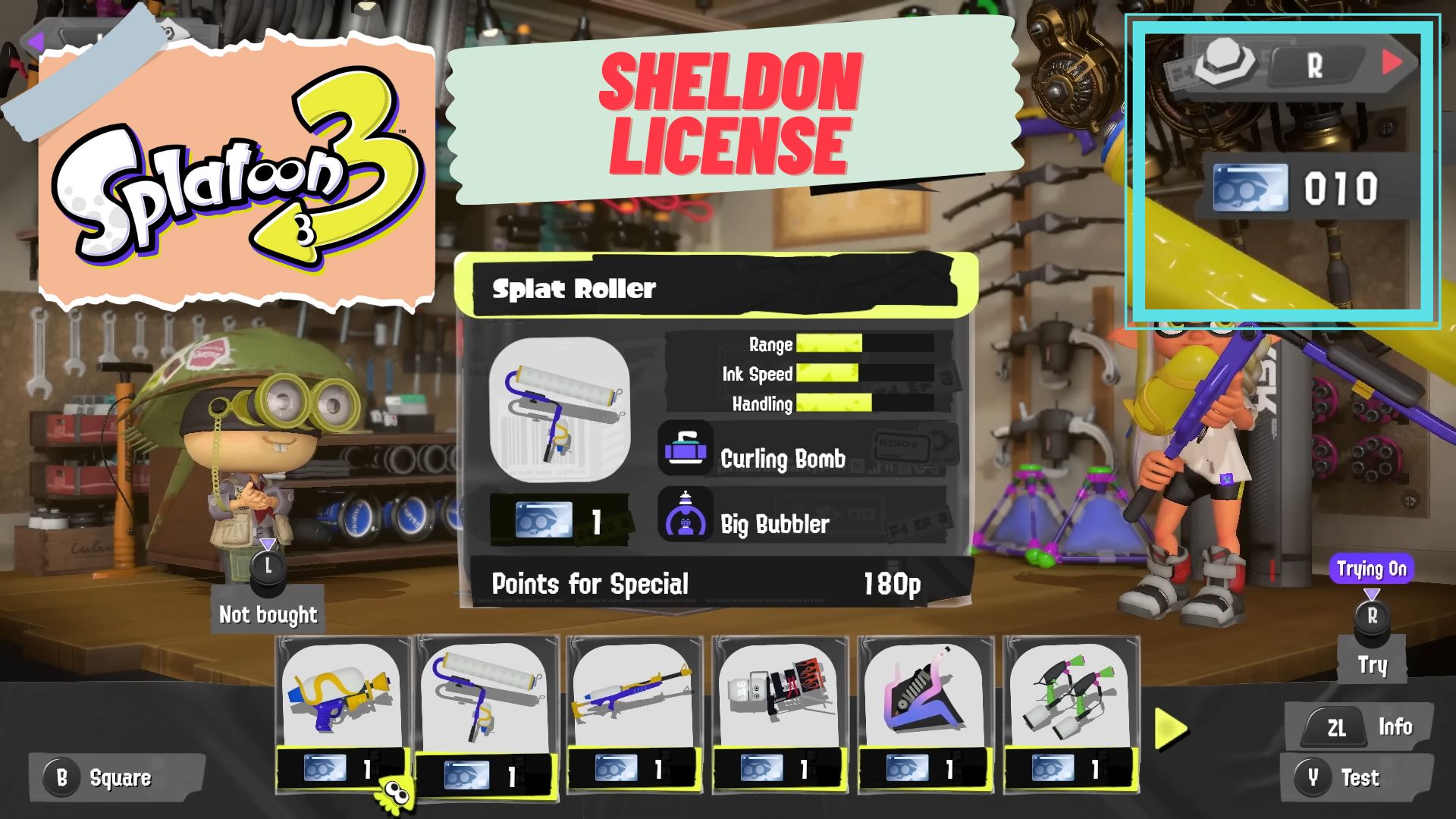 Splatoon 3 guide of Sheldon Licenses.