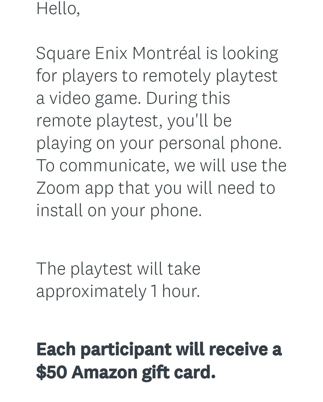 Square Enix Montreal's Invitation to Players