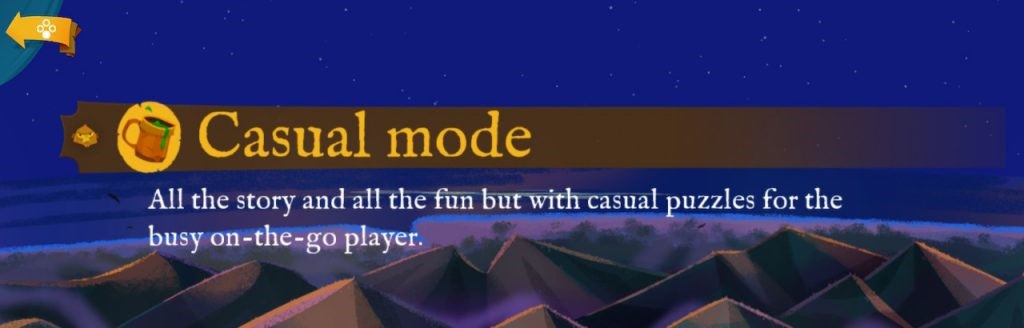 casual or hard modes in return to monkey island