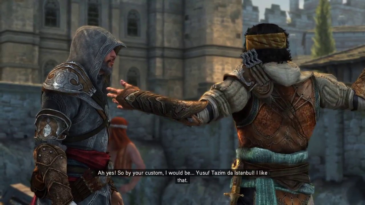Yusuf shows Ezio the way around Constantinople.