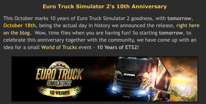 Euro Truck Simulator 2's 10th Anniversary
