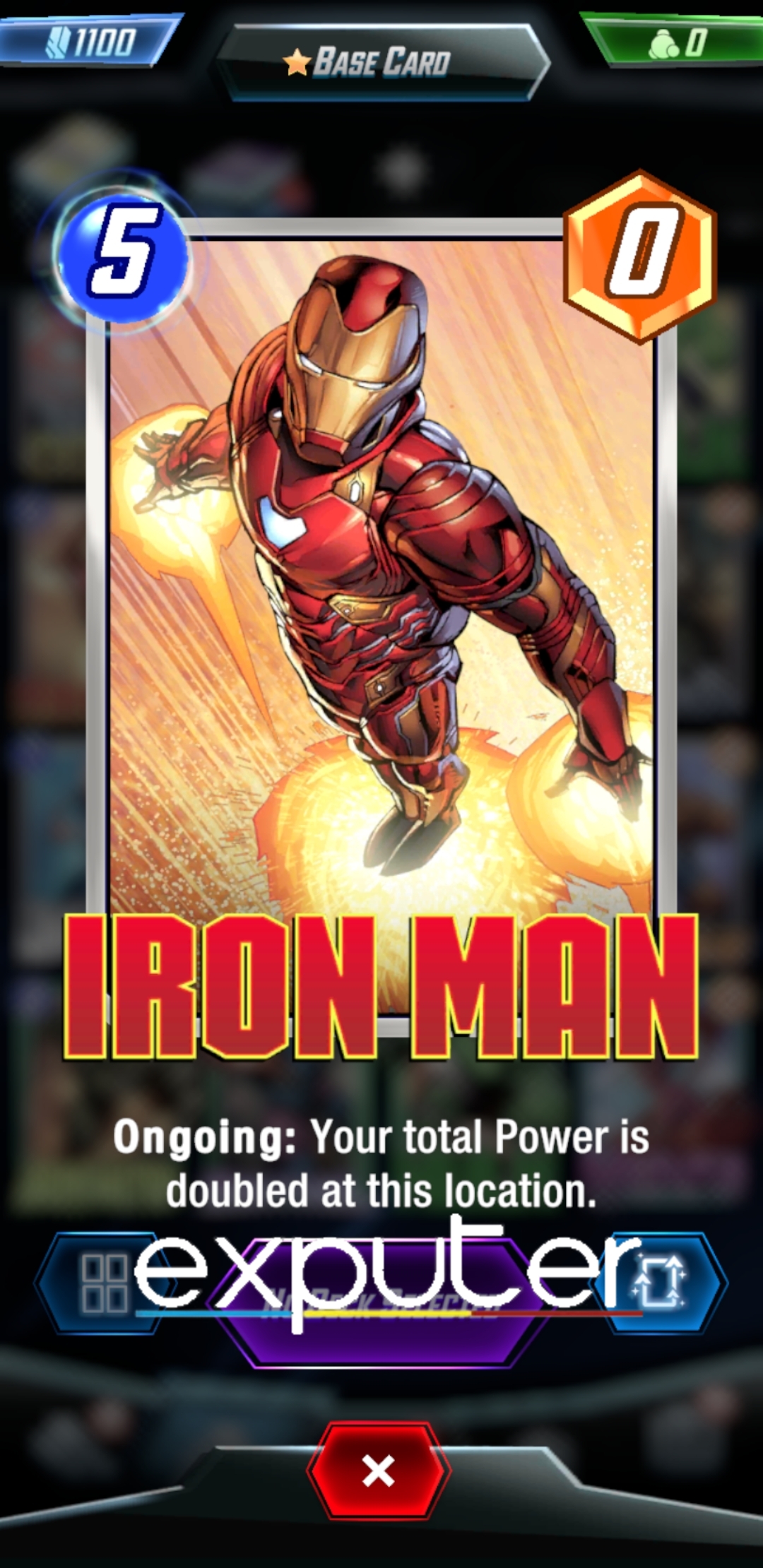 Iron Man starting card in Marvel Snap 