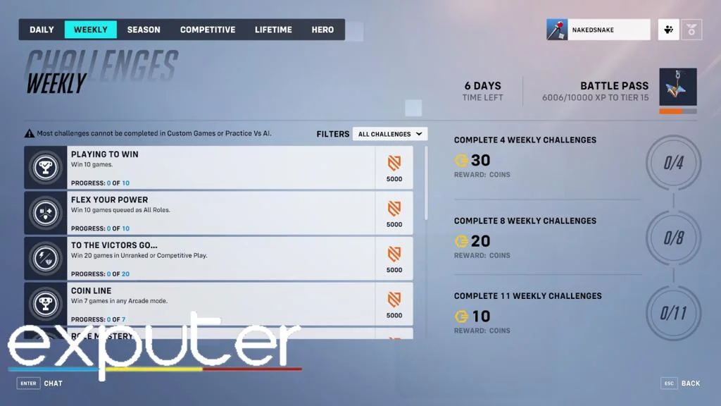 Completing challenges to get Coins in Overwatch 2