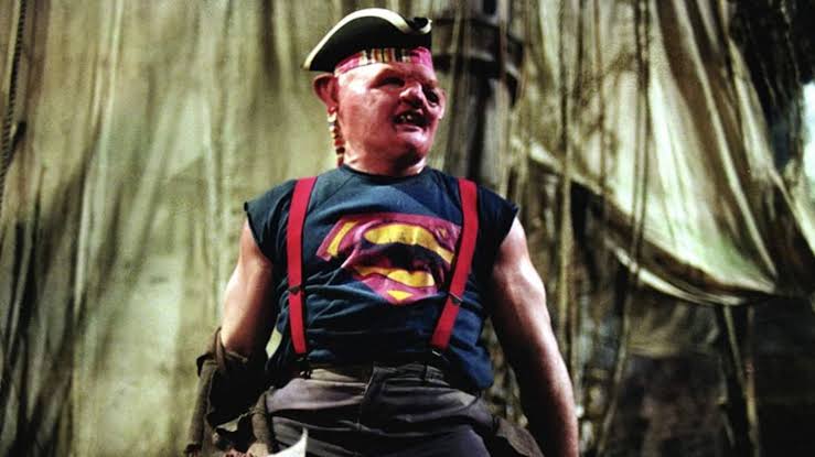 Sloth wearing a superman shirt in The Goonies
