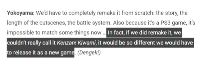 Yakuza Kenzan Remake Would Need a Lot of Time and Money, Developers Say