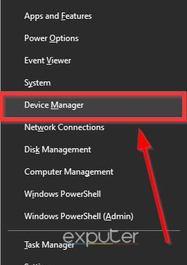 The device manager menu
