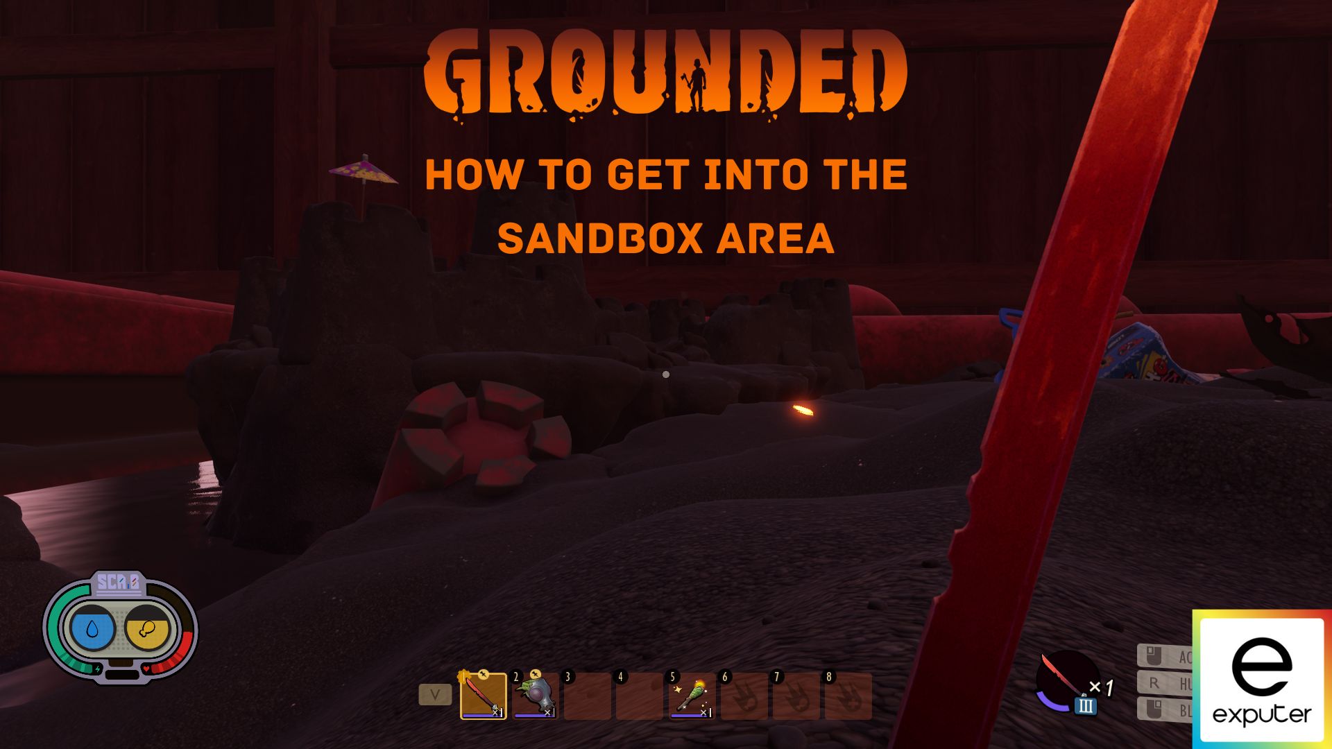 how to get into the sandbox in grounded