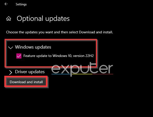Windows 10 optional updates