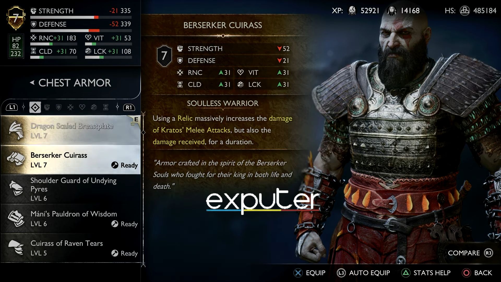 Berserker Armor Set cuirass in God of War Ragnarok.