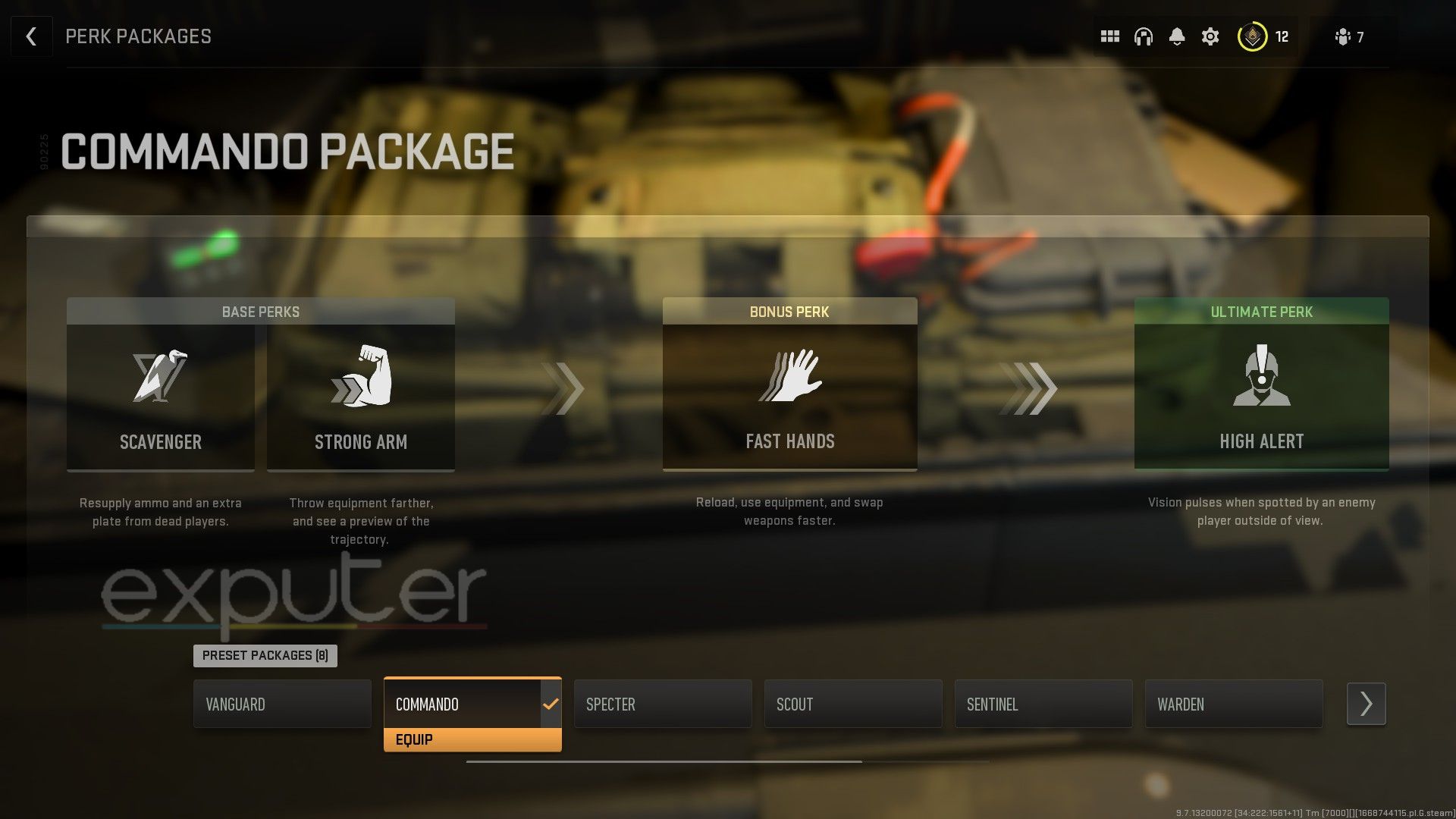 perk package for the loadout
