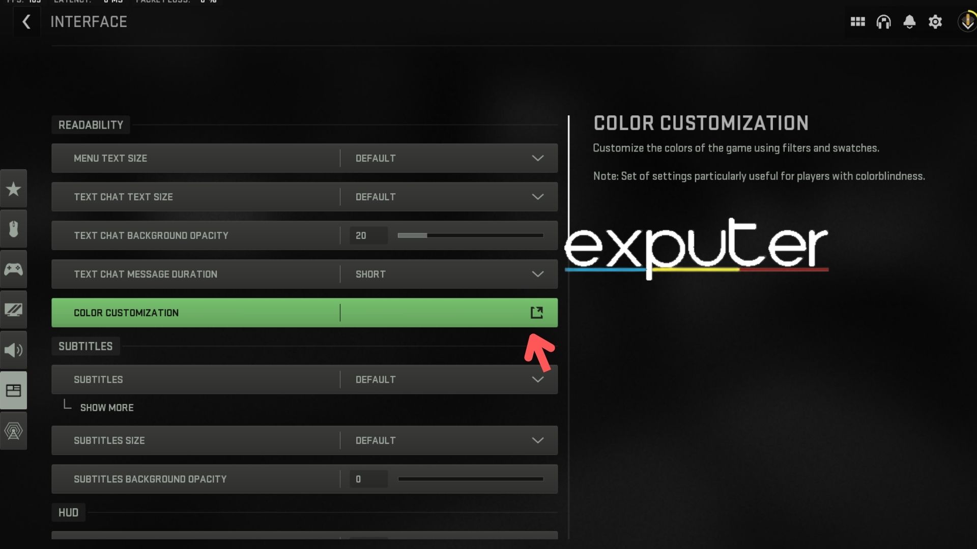 The Color Customization Option In Interface 