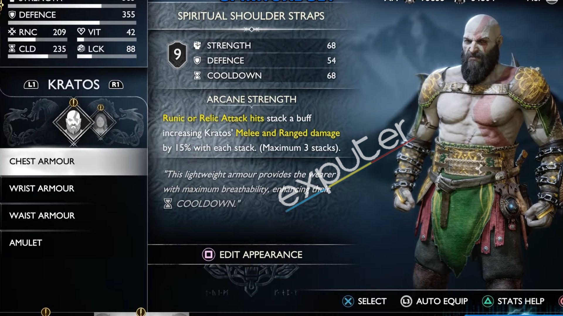 God Of War Ragnarok Fully Upgraded Spiritual Shoulder Straps 