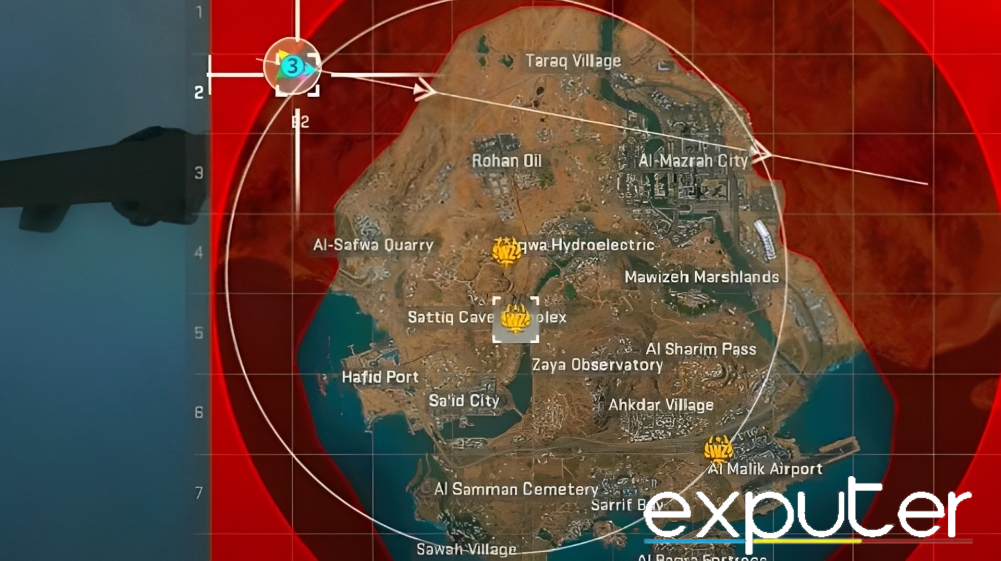 Golden warzone markings on the map