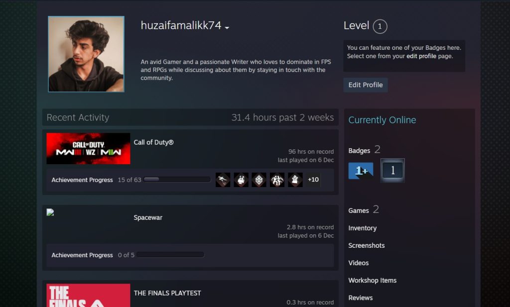 Huzaifa Malik Steam Profile