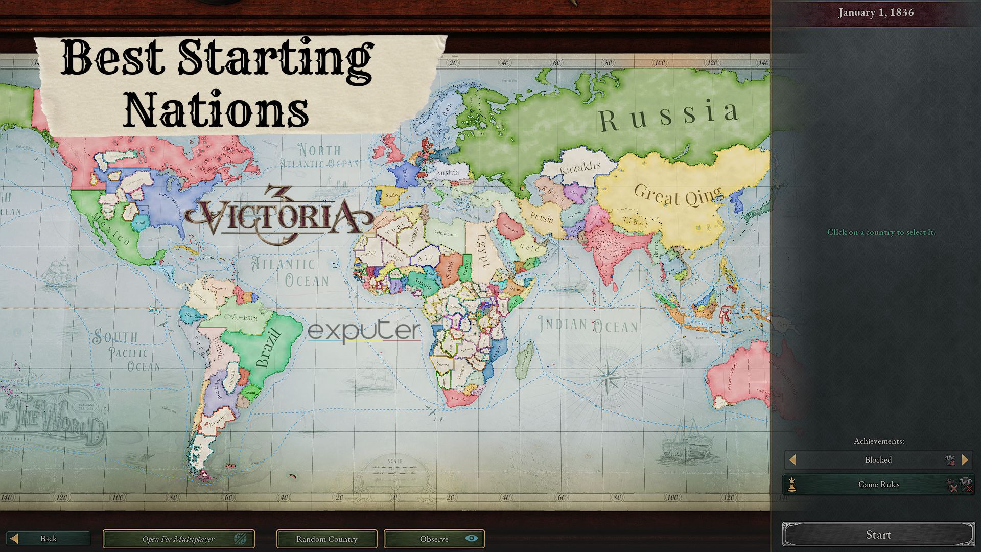 The Best Starting nations in Victoria 3.