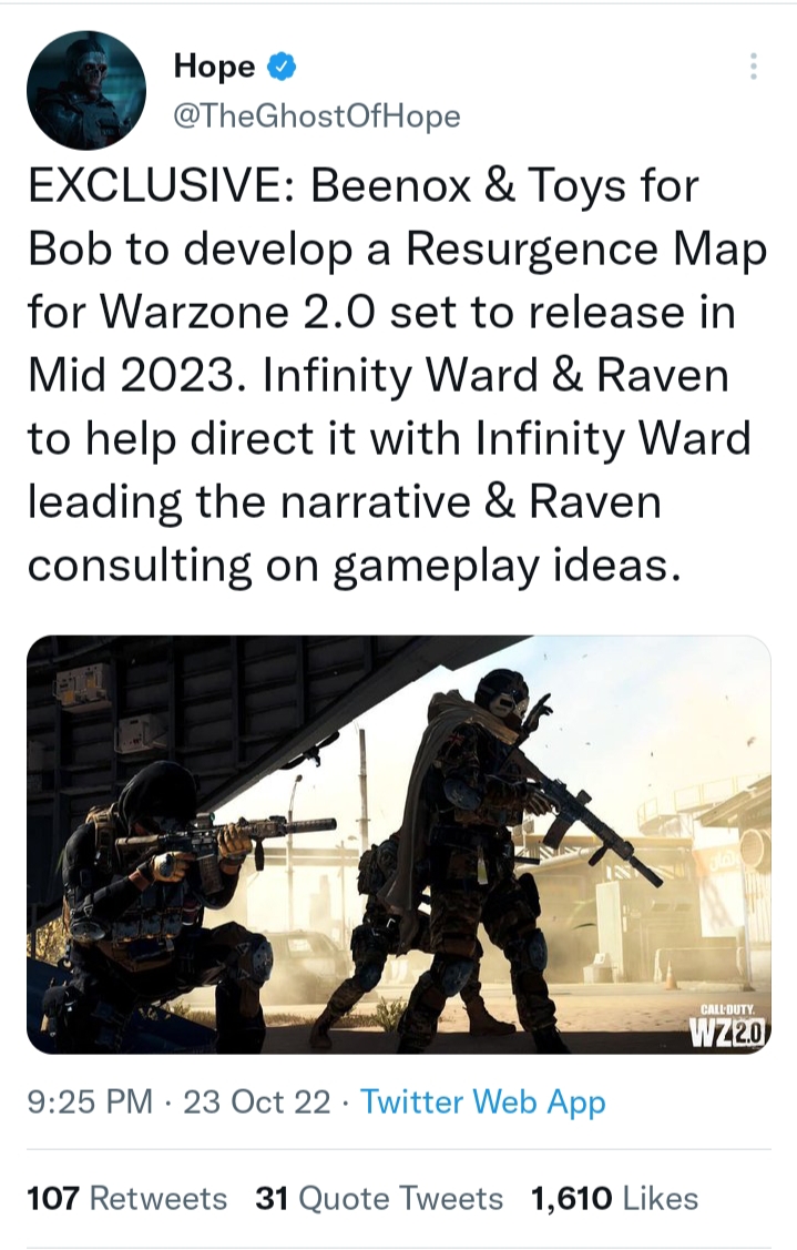 Warzone 2.0 Resurgence Map Leak Source Tweet