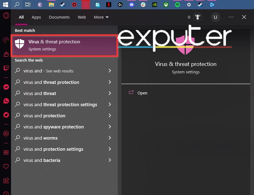 Windows 10 virus and threat protection