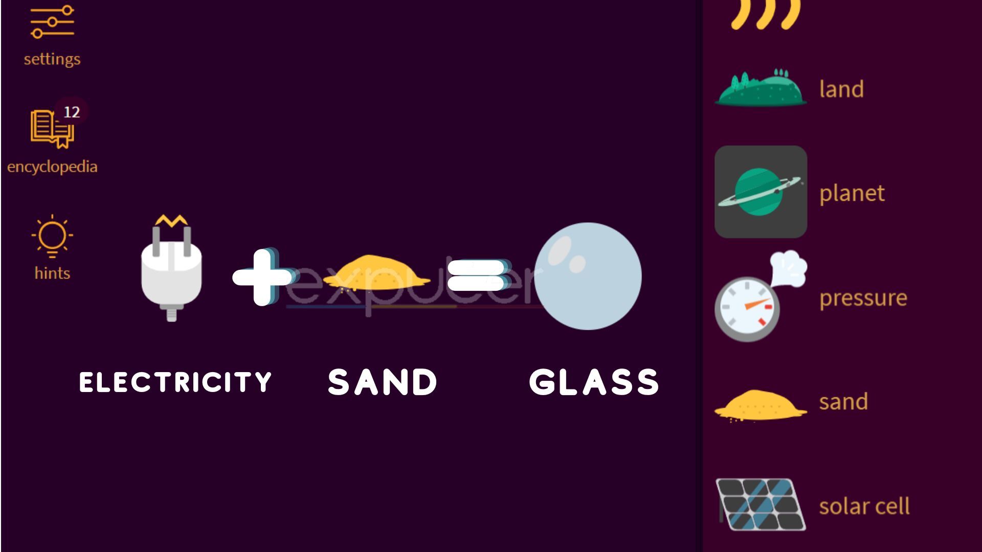 Little Alchemy 2: How to make Glass by combining Electricity and Sand