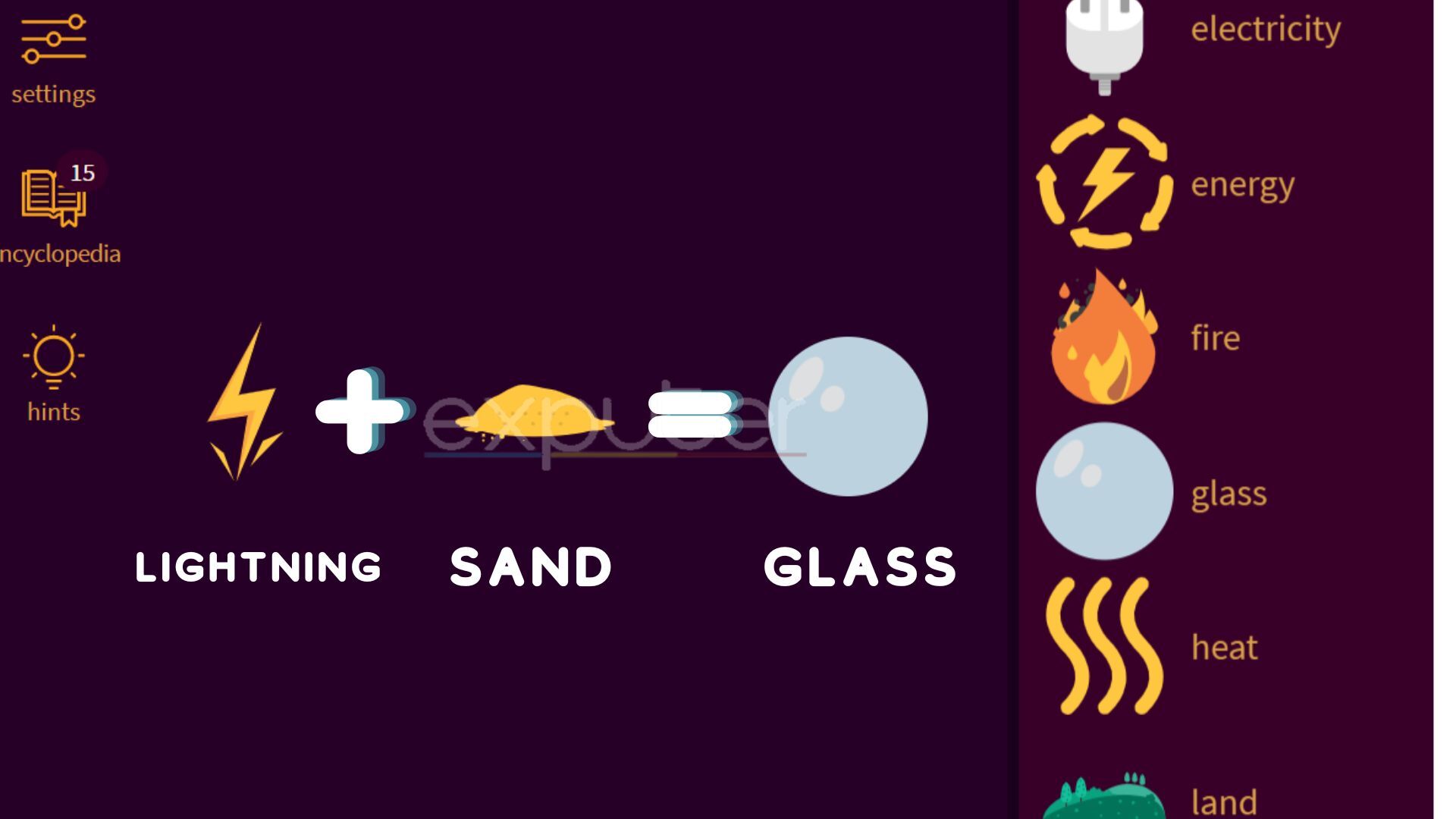 Little Alchemy 2: How to make glass using sand and lightning