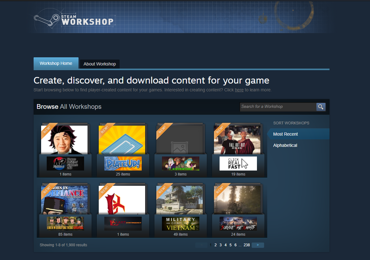 Steam Workshop removes the need to go to different sites to download mods for your games.