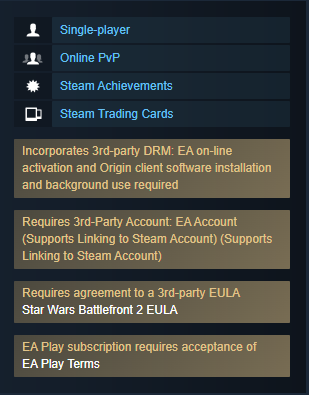 Star Wars: Battlefront II requires an EA account and an EA Play subscription.