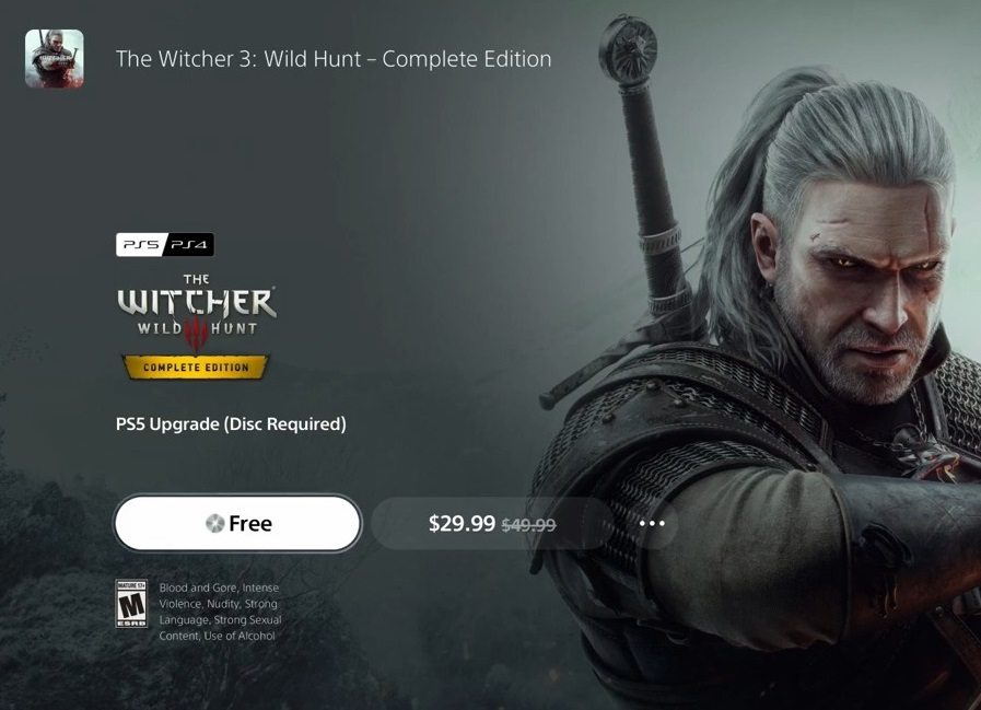 Witcher 3 free upgrade version