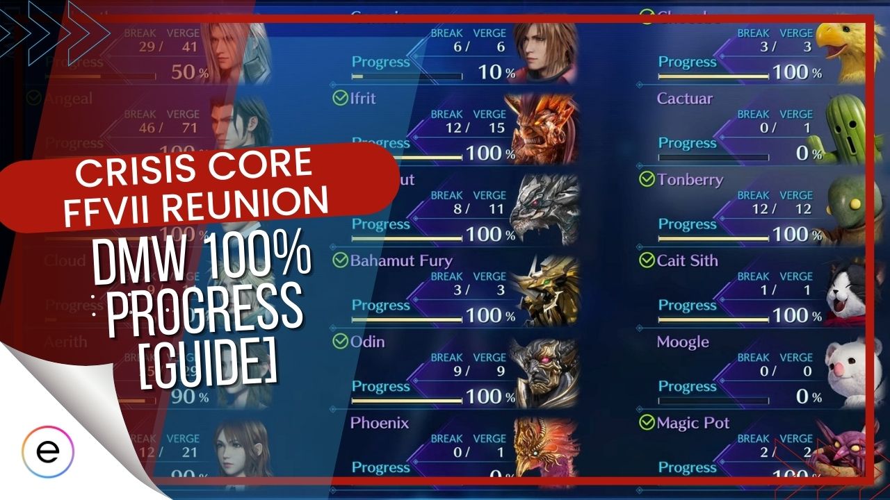 how to get 100% on DMW in Crisis Core Reunion
