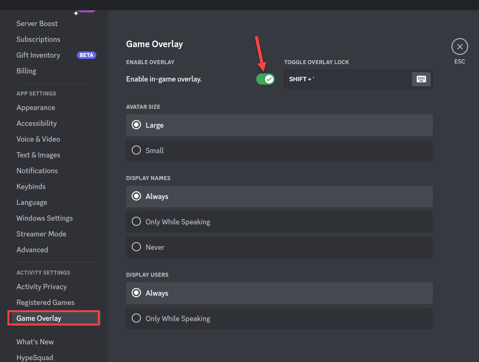 Disable Discord Overlay