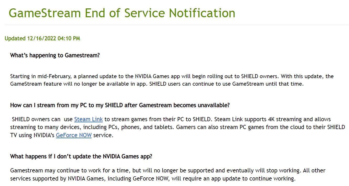 GameStream Nvidia Service termination