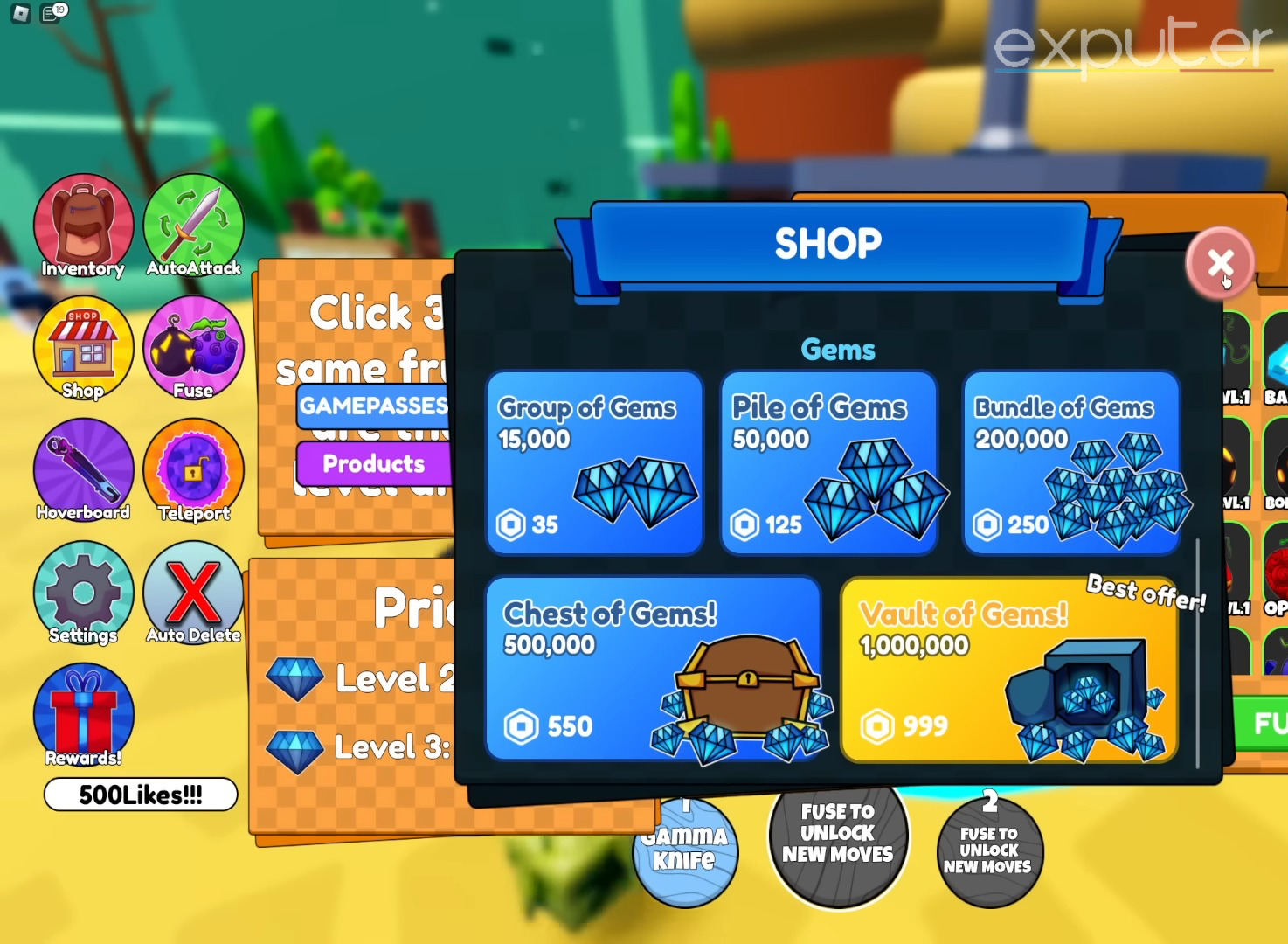 Preview of shop items