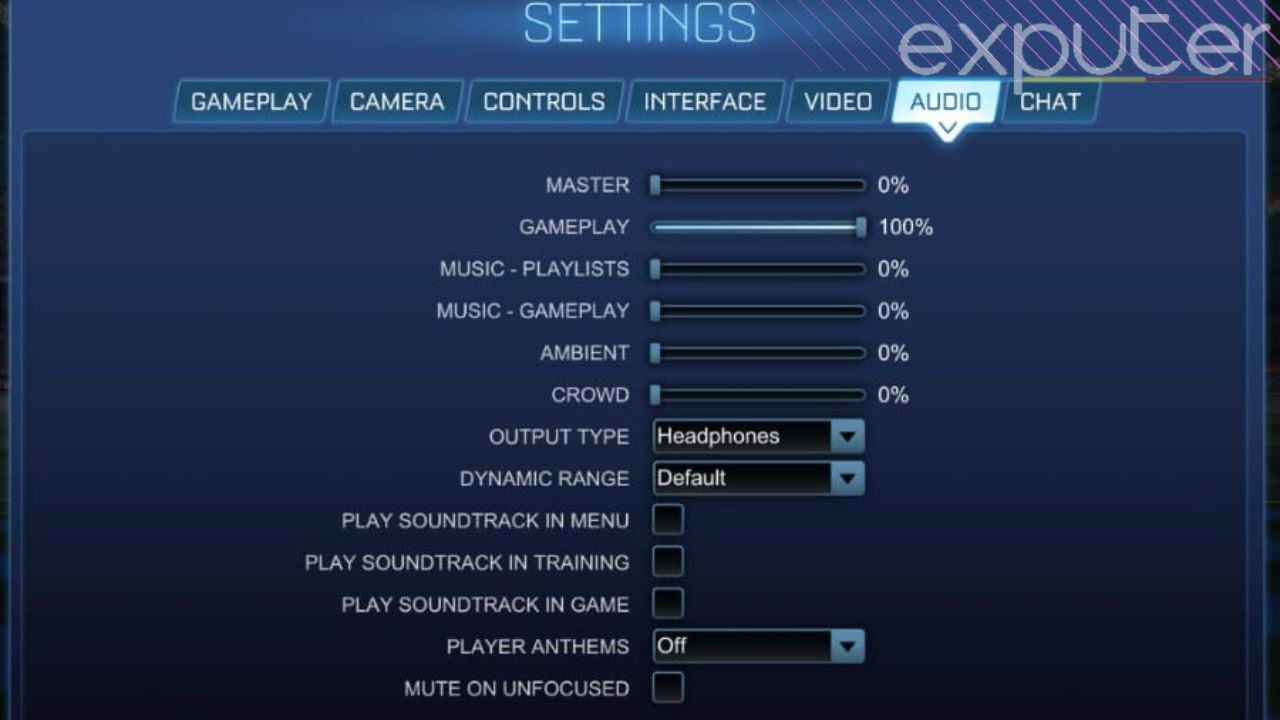 Image showing audio settings of rocket league