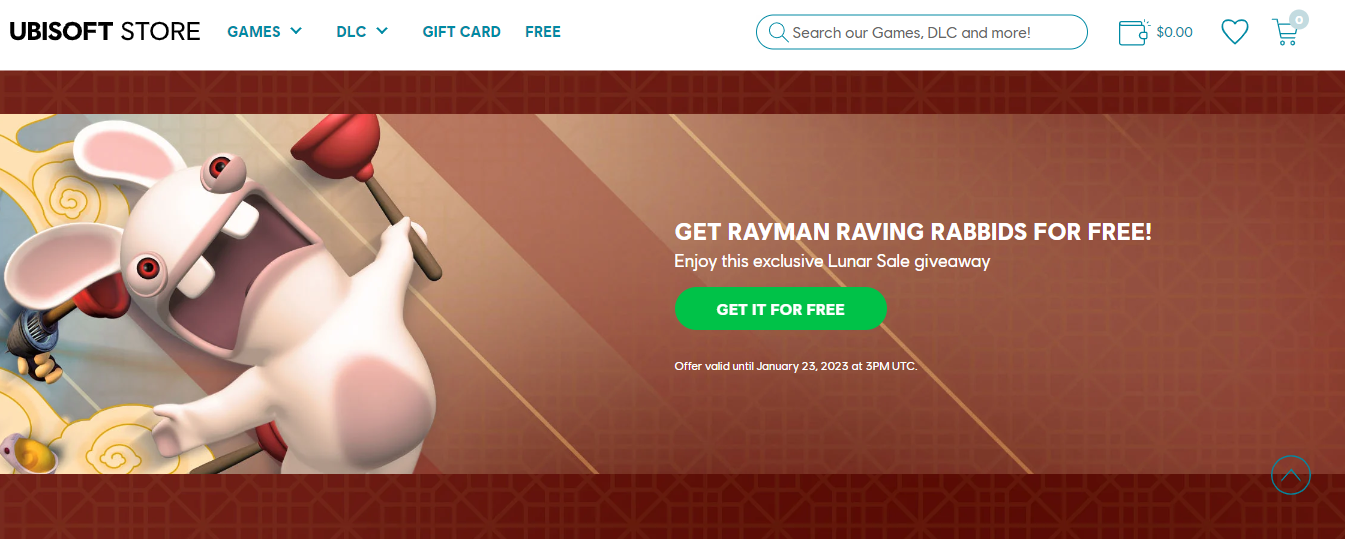 Rayman Raving Rabbids for free at Ubisoft Store
