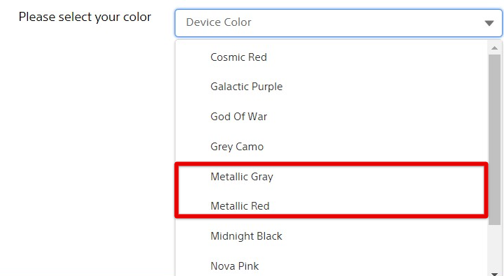 Metallic Gray and Metallic Red Dualsense Color Listings on PlayStation Repairs