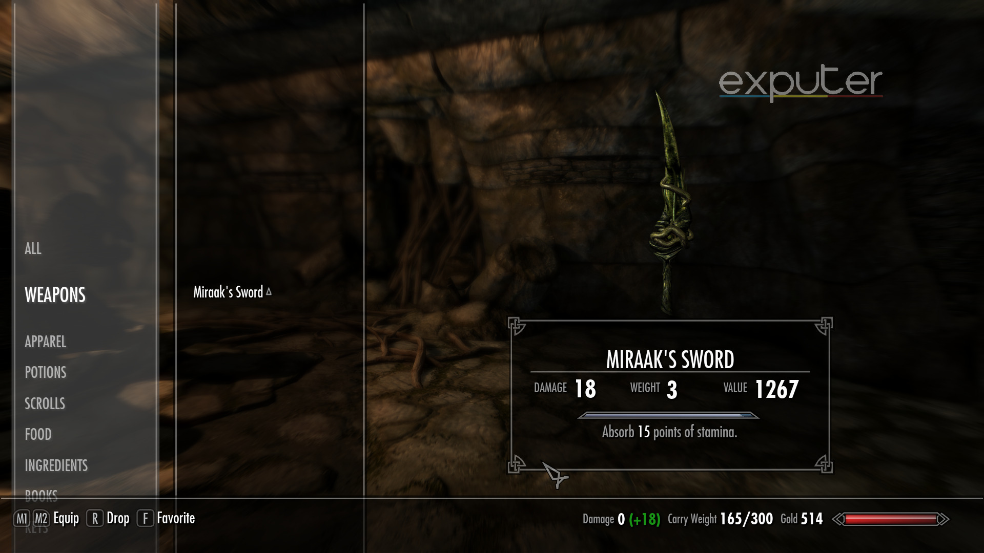 Miraak's Sword in Skyrim.