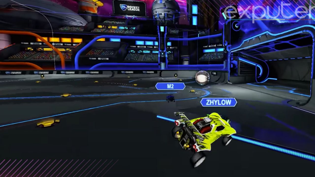 Car in air in Rocket League (Picture Credits: eXputer)