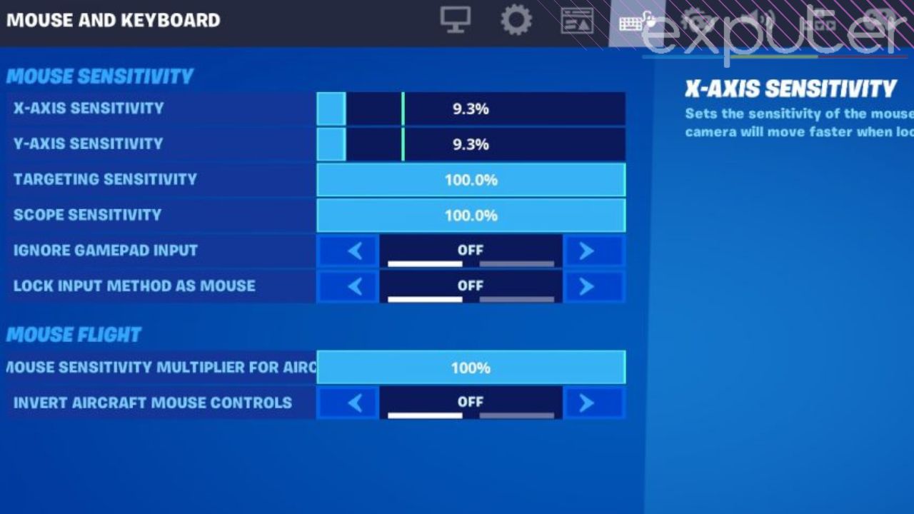 Picture showing sensitivity settings