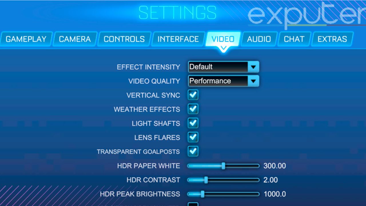 Picture showing main settings of Rocket League (Picture Credits: eXputer)