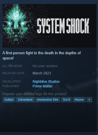 The System Shock remake's Steam Page also shows March 23 as the release date.