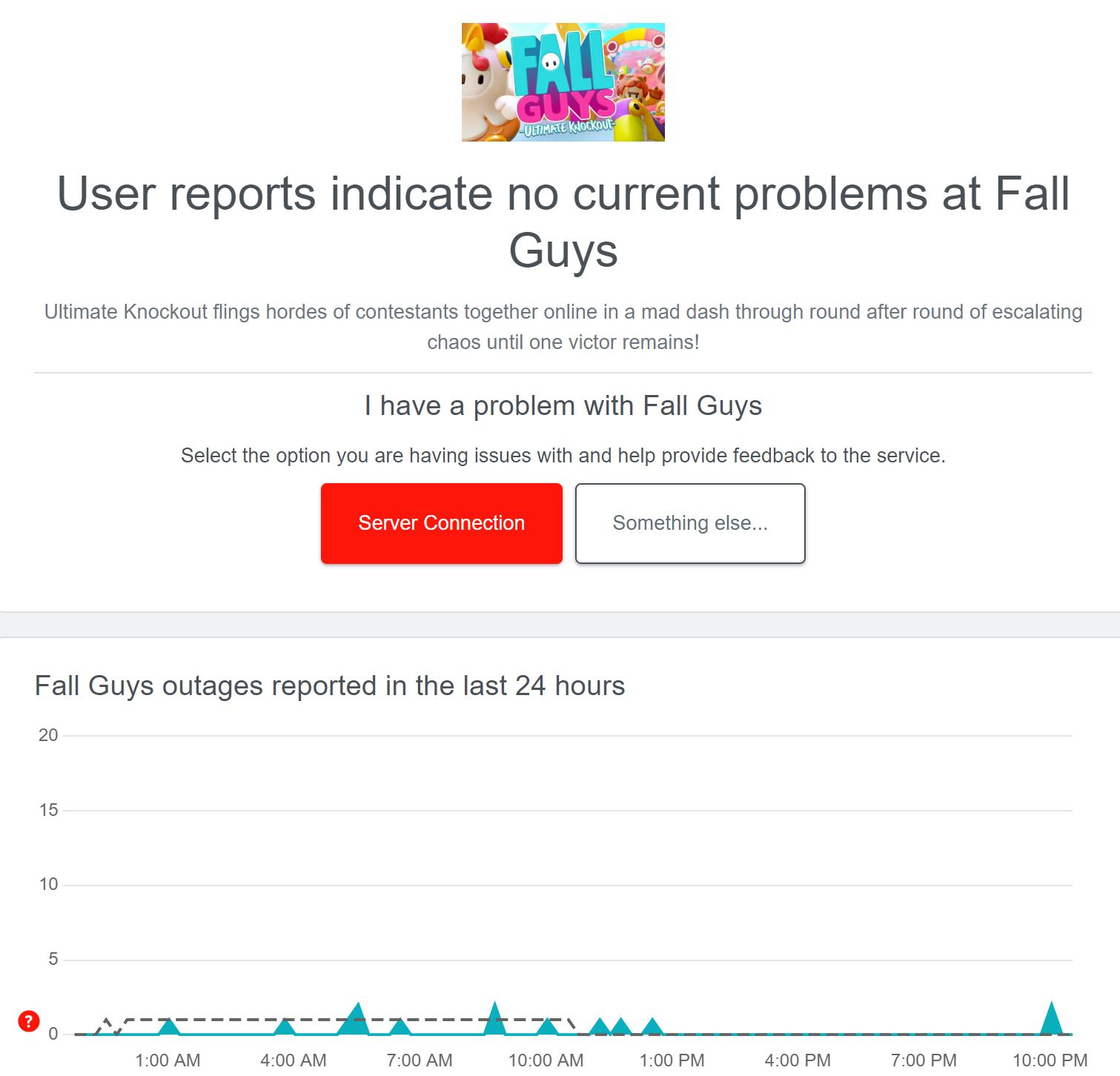 down detector page for fall guys to check for failed login error reports