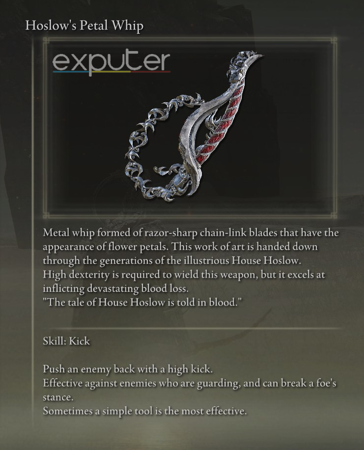 hoslow's petal whip's item description
