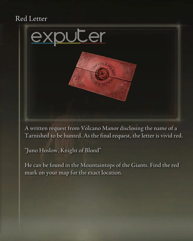 red letter in Volcano Manor