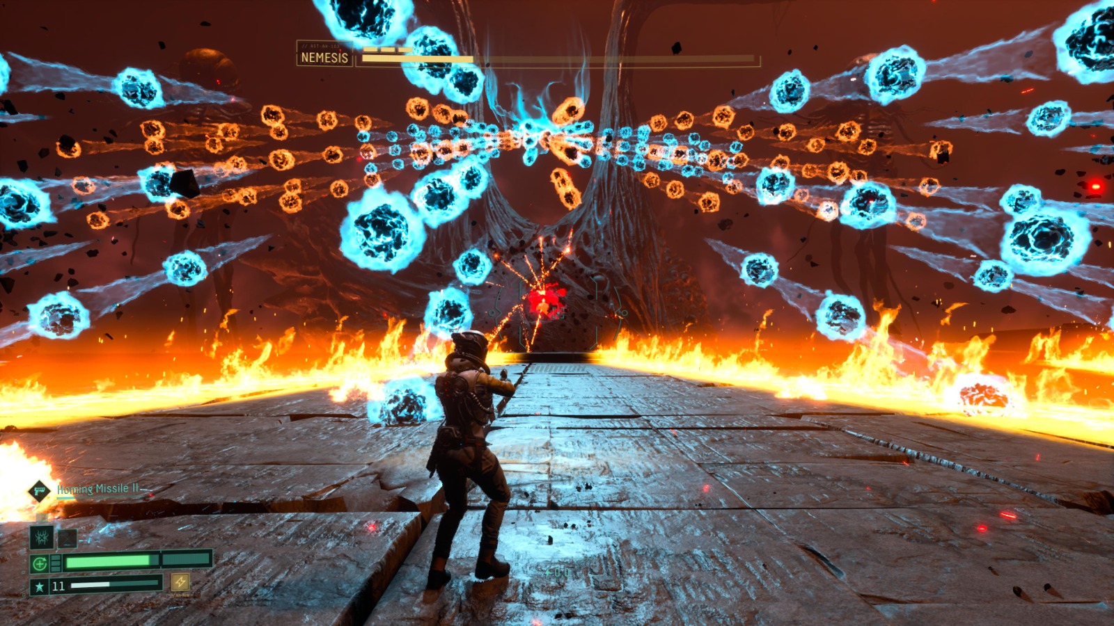 A depiction of Returnal's bullet hell gameplay