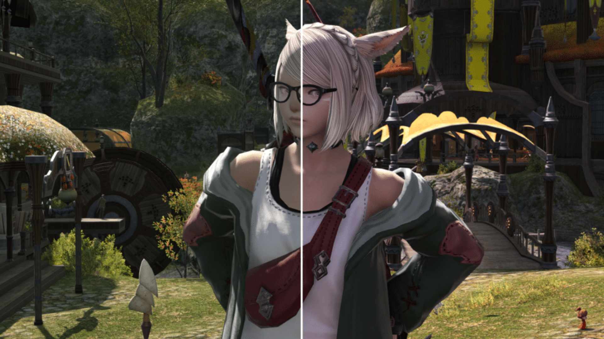 Final Fantasy XIV with & without Gshade