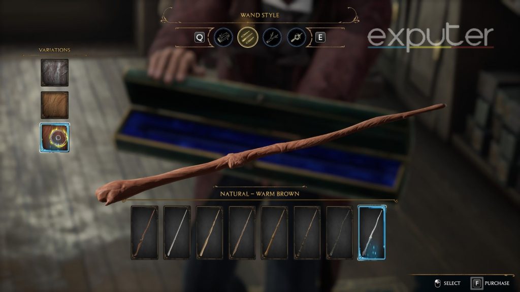 Different Wand Style in Hogwarts Legacy.