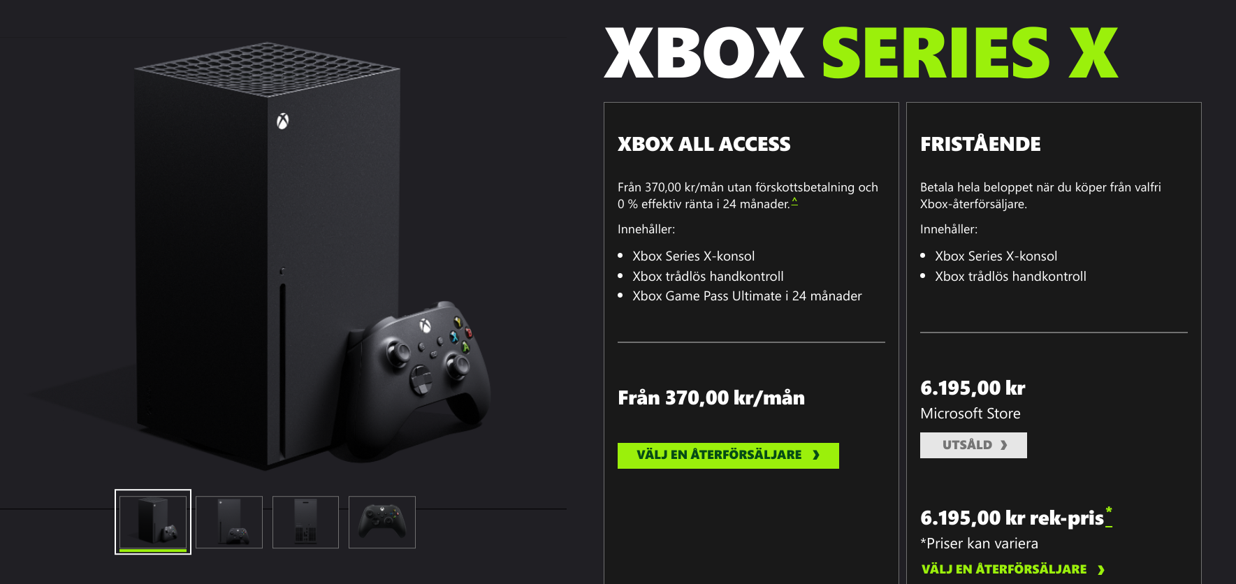 Xbox Series X's Price in Sweden