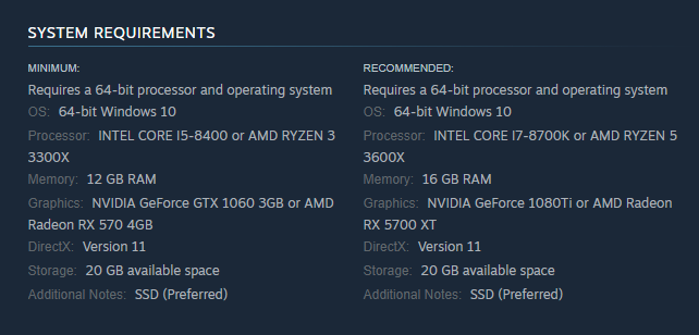 System Requirements for Sons of the Forest on Steam